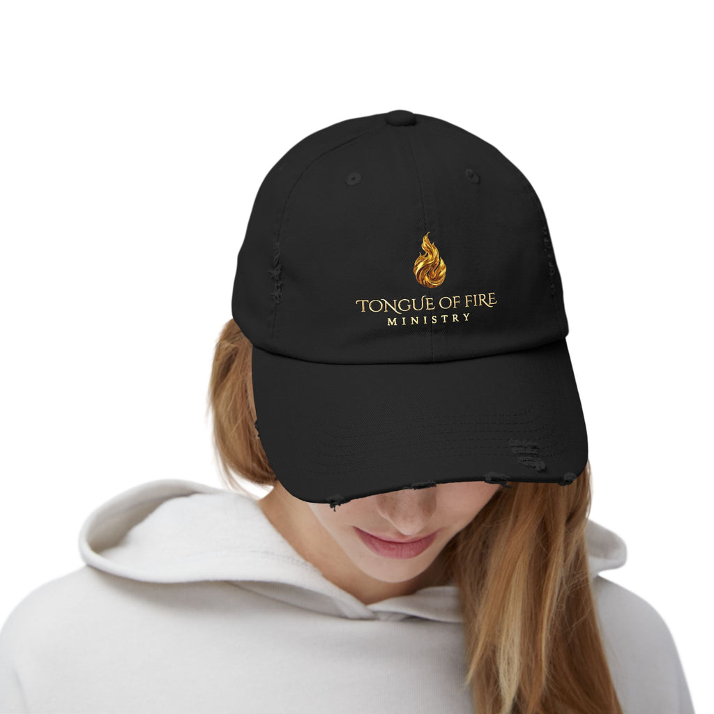Tongue of Fire Ministry Distressed Cap — Flame Logo Hat