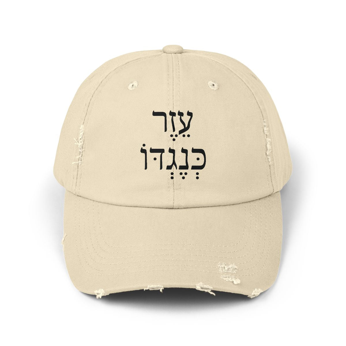 Ezer Kenegdo Distressed Cap - Hebrew עזר כנגדו (Genesis 2:18)